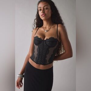 Urban Outfitters Black Lace Corset Top